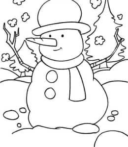 12张非常受欢迎的胖乎乎的圣诞雪人卡通涂色简笔画免费下载！