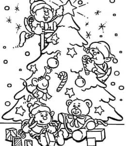 12张冬天完美圣诞节圣诞树大雪人惊喜礼物填色图片免费下载！