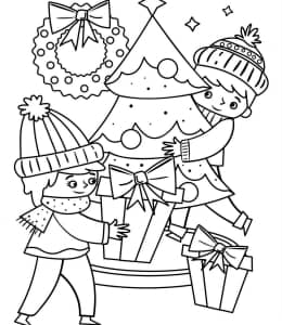 10张孩子们最喜欢的圣诞礼物雪人礼物气球派对涂色图片免费下载！