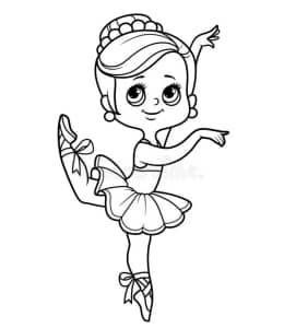 8张大眼睛穿着舞蹈裙的可爱芭蕾女孩简单涂色卡通图片！