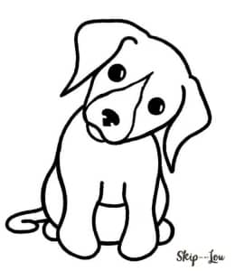 12张歪着头好奇的看着你的可爱小狗卡通涂色简笔画！