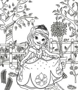 发挥创意！10张带有花园背景的《索菲亚公主》黑白涂色线稿