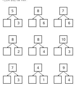 11张可以免费下载的10以内数字拆分启蒙数学趣味练习题下载！